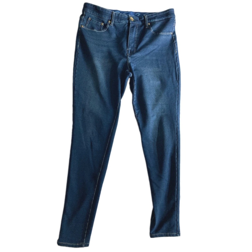 Seven7 Jeans Women 10 Blue Dark Wash Mid Rise Skinny Stretch Denim Five Pocket